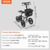 VEVOR Folding Knee Scooter, Carbon Steel Steerable Knee Walker with Height-Adjustable Handlebar & Knee Pad, 12" All-Terrain Wheel, Dual Brakes