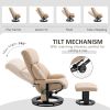 HOMCOM Massage Recliner Chair with Ottoman, 360° Swivel Recliner and Footstool, 10 Point Vibration, PU Leather Reclining Chair with Side Pocket and Re