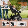 VEVOR Standard Baby Stroller, Infant Toddler Stroller with Bassinet, 3rd-Gear Adjustable Backrest & Foldable & Reversible Seat, Carbon Steel Newborn S