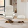 010-Ergonomic Recliner Chair with Ottoman, Modern Chenille Fabric Massage Swivel Lounge Chair with Footrest, Adjustable Backrest for Home or Offi