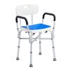 400lbs Shower Chair Bath Bench Arms Back Adjustable Height for Inside Tub