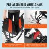 VEVOR Wheelchair Aluminum Alloy Transport Chair Foldable 18-In W Seat 220lbs