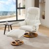 010-Ergonomic Recliner Chair with Ottoman, Modern Chenille Fabric Massage Swivel Lounge Chair with Footrest, Adjustable Backrest for Home or Offi