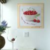 Lovely Cherry DIY Cross Stitch Kits Pre-Printed 11CT Embroidery Kits for Beginers Kids or Adults, 7x7 inch
