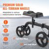 VEVOR Folding Knee Scooter, Carbon Steel Steerable Knee Walker with Height-Adjustable Handlebar & Knee Pad, All-Terrain Solid Wheels, Dual Brakes