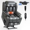 Dual Motor Infinite Position Up to 350 LBS Leatheraire Power Lift Recliner Chair