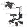 Steerable Knee Walker, Foldable Knee Scooter with Dual Braking System, Adjustable Height, Crutch Alternative, Black