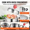 VEVOR Steamer Pot 11in/28cm, 3 Tier Steamer Pot for Cooking with 8.5QT Stock Pot, Vegetable Steamer & 2 Steaming Tray, Food-Grade 304 Stainless Steel