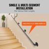 VEVOR Pipe Stair Handrail, 13FT Staircase Handrail, 440LBS Load Capacity Carbon Steel Pipe Handrail, Industrial Pipe Handrail with Wall Mount Sup