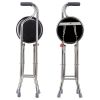 2-in-1 Folding Cane Seat Holds 187.4 Lbs, Thick Travel Seat and Cane, Four-Leg Folding Walking Stick