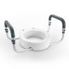 VEVOR Raised Toilet Seat, 3.5" Height Raised, 300 lbs Weight Capacity, for Standard Round Toilet, Aluminum Handrail, with EVA Armrest Padding