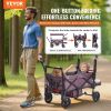 VEVOR Wagon Stroller for 2 Kids, Push Pull Quad Collapsible Stroller with Adjustable Handle, Encircling Harness Removable Canopy,4 Wheels w/ Brakes,Mu
