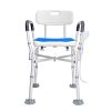 VEVOR Shower Chair Seat with Padded Arms and Back, Shower Stool with Reinforced CrossBar, Adjustable Height Bench Bath Chair for Elderly Disabled