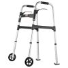VEVOR Folding Walker Aluminum Mobility Walker Aid with Adjustable Height & Wheel
