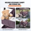 VEVOR Wagon Stroller for 2 Kids, Push Pull Quad Collapsible Stroller with Adjustable Handle, Encircling Harness Removable Canopy,4 Wheels w/ Brakes,Mu