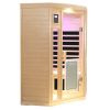 Low Electro Magnetic Frequency Front door with heating panel Two persons Hemlock Far infrared corner Indoor sauna room