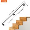 VEVOR Pipe Stair Handrail, 7FT Staircase Handrail, 440LBS Load Capacity Carbon Steel Pipe Handrail, Industrial Pipe Handrail with Wall Mount Supp
