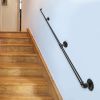 VEVOR Pipe Stair Handrail, 11FT Staircase Handrail, 440LBS Load Capacity Carbon Steel Pipe Handrail, Industrial Pipe Handrail with Wall Mount Sup