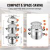 VEVOR Steamer Pot 11in/28cm, 3 Tier Steamer Pot for Cooking with 8.5QT Stock Pot, Vegetable Steamer & 2 Steaming Tray, Food-Grade 304 Stainless Steel