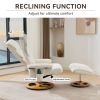 010-Ergonomic Recliner Chair with Ottoman, Modern Chenille Fabric Massage Swivel Lounge Chair with Footrest, Adjustable Backrest for Home or Offi