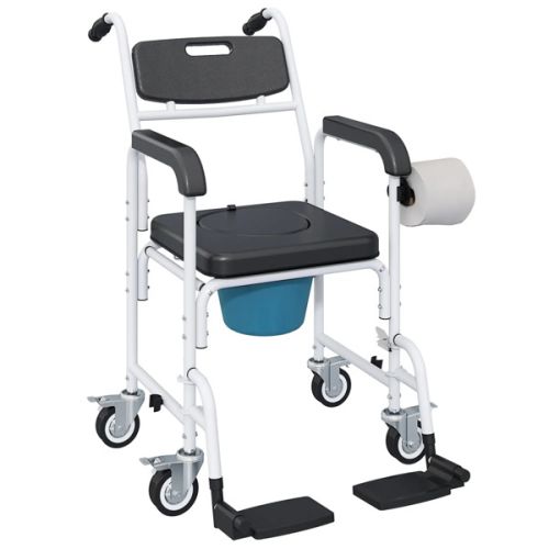Black Shower Commode Wheelchair, Seniors Bedside Commode Chai Black Shower Commode Wheelchair, Seniors Bedside Commode Chai