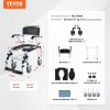 VEVOR Shower Commode Wheelchair with 4 Lockable Wheels, Footrests, Flip-up Arms, 3-Level Adjustable Height, 5L Removable Bucket, 350 LBS Capacity