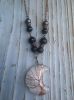 EMF 5G Shielding Silver Necklace Crescent Moon Clear Quartz Shungite Hematite Black Tourmaline