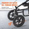 VEVOR Folding Knee Scooter, Carbon Steel Steerable Knee Walker with Height-Adjustable Handlebar & Knee Pad, 12" All-Terrain Wheel, Dual Brakes