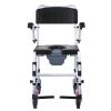 VEVOR Shower Commode Wheelchair with 4 Lockable Wheels, Footrests, Flip-up Arms, 3-Level Adjustable Height, 5L Removable Bucket, 350 LBS Capacity