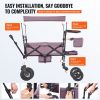 VEVOR Wagon Stroller for 2 Kids, Push Pull Quad Collapsible Stroller with Adjustable Handle, Encircling Harness Removable Canopy,4 Wheels w/ Brakes,Mu