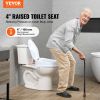 VEVOR Raised Toilet Seat, 4" Height Raised, 300 lbs Weight Capacity, Universal Toilet Seat Riser, Screw Rod Locking, with Toilet Seat, for Elderl