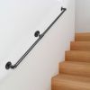 VEVOR Pipe Stair Handrail, 4FT Staircase Handrail, 440LBS Load Capacity Carbon Steel Pipe Handrail, Industrial Pipe Handrail with Wall Mount Supp