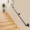 VEVOR Pipe Stair Handrail, 9FT Staircase Handrail, 440LBS Load Capacity Carbon Steel Pipe Handrail, Industrial Pipe Handrail with Wall Mount Supp