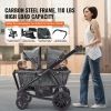 VEVOR All-Terrain Stroller Wagon, 2 Seats Foldable Expedition 2-in-1 Collapsible Wagon Stroller, Includes Canopy, Parent Organizer, Snack Tray & Cup H