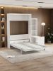 Queen Size Morden Deisgn Big Size Vertical Murphy Bed with table and shelf for Bedroom or Guestroom White Wall Bed Space Saving Hidden Bed with New St