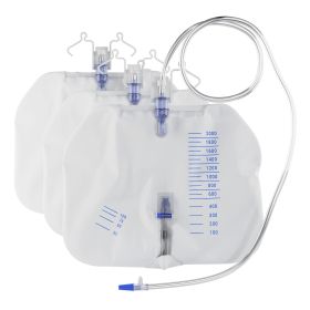 Urine Drainage Bag 2000 ml, 67.6 oz. Pack of 3 Clear Urine Catheter Bags for Men, Women. PVC Disposable Urine Bags for Catheter with 48" Drainage