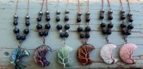 EMF 5G Shielding Silver Necklace Crescent Moon Clear Quartz Shungite Hematite Black Tourmaline
