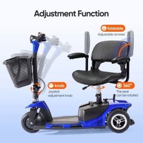 3-Wheel Mobility Scooter, Foldable, Heavy Duty for Travel, Long Range Power Extended Battery, 265 Lb Wt. Capacity
