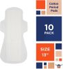 Organic Hemp Seed Pads 13". Pack of 10 Heavy Night Sanitary Pads for Women. Overnight Bladder Liners; Superior Absorbent Panty Liners for Bladder Leak
