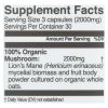 Organic Mushroom Nutrition - Mushroom Superfood Lions Mane Cap - 1 Each - 90 Ct