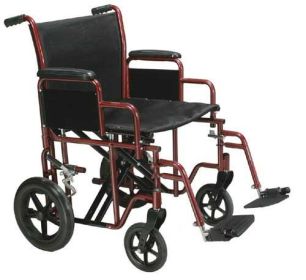 Transport Wheelchair Bariatric 20"  Wide,  Red, 450 Lb Wt Capacity