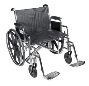Bariatric Wheelchair Std Dual-Axle 22” 450 LB Wt Capacity w/Removable Desk Arms & Elev Legrest