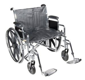 Bariatric Wheelchair Std Dual-Axle 24"  w/Removable Desk Arms & Swing Away Footrest - 450 Lb Wt Capacity