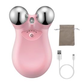 1Pc Micro-current Face Massager, Rechargeable Face Neck Roller, Intelligent Facial Massager - For Skin Tightening, Skin Lifting, Wrinkle Reducing (Option: Pink)