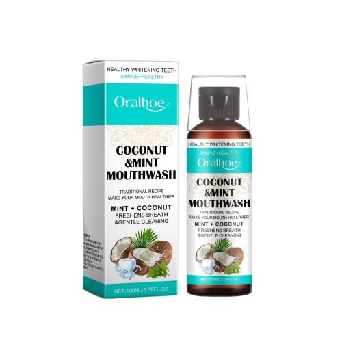 Coconut Mint Mouthwash To Remove Tooth Stains, Freshen Breath, Clean Teeth, Convenient Care Mouthwash