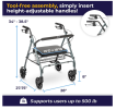 Drive Bariatric Rollator Oversize With Loop Hand Brake - Folding | Steel - 500 LB Wt Capacity