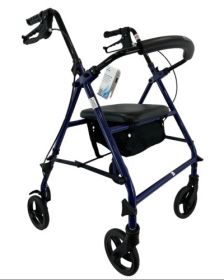 ROLL WITH ME Steel Rollator w/6" Wheels, Knocked Down, 350 LBS WT Capacity, Case/2 (Color: Blue)
