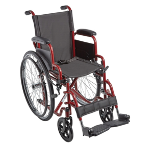 Transport Wheelchair - Lightweight, Folding (Wrap Length: Red, Seat: 14")