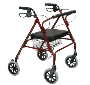 Drive Bariatric Rollator Oversize With Loop Hand Brake - Folding | Steel - 500 LB Wt Capacity (Color: Red)