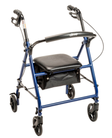 Drive Bariatric Rollator Steel w/6” Wheels & Adjustable Height Knocked-Down - 350 LB Wt Capacity (Color: Blue)
